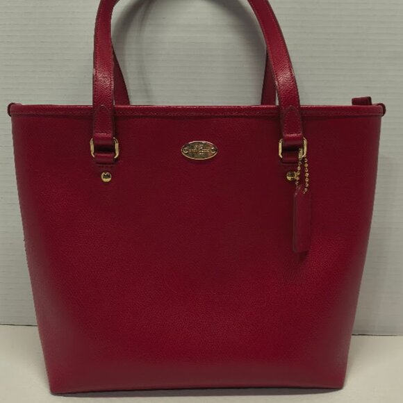 Coach Handbags - Coach Leather City Tote Bag Red City Zip Carry All Cross Grain Please Read